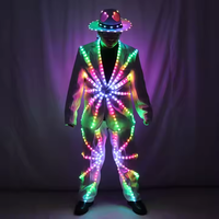 RICHSHINING Costume de scène pour adulte avec lumière LED RVB Vêtements de danse lumineux pour les bars de boîte de nuit et les fêtes Décorations de fête