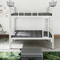 Lit superposé moderne à deux niveaux en fer pour adultes, design gain de place pour utilisation en dortoir