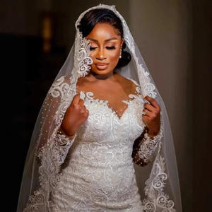 Vestido de Novia Personalizado 2025, Lujoso y Sexy, con Cuentas, Manga Larga, Talla Grande, Estilo Sirena - Product Image 4