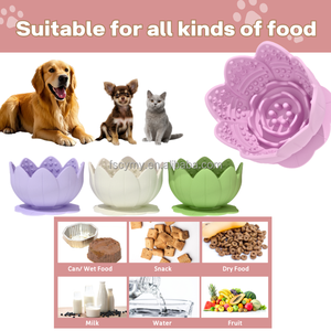Bol distributeur de nourriture lent en forme de fût pour chat, en silicone, motif fleur, tapis de léchage pour chiot, pour l'enrichissement - Product Image 4