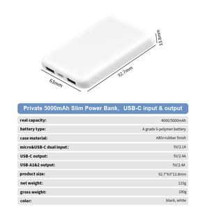 Batería Externa Pequeña con Cuatro Indicadores de Carga, Doble USB, Ultra Delgada y Portátil de 4000-5000mAh para Actividades al Aire Libre - Product Image 5