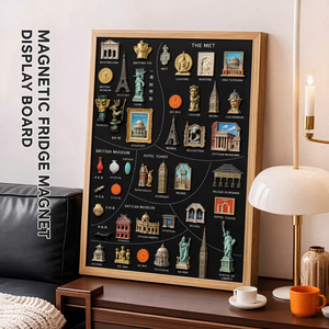 Pizarra con Marco de Madera para Fotos y Notas, de Montaje Oculto y Ahorro de Espacio, para Colección de Imanes de Viaje, Decoración de Pared para el Hogar - Product Image 1
