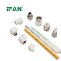 IFAN Vente en gros de raccords de tuyauterie PPR, coudes, tés, 20-110MM, matériaux de plomberie, raccords de tuyauterie PPR et machine