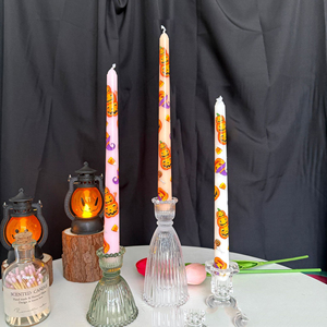 Halloween-Kürbis Bedruckte Stabkerzen, Unparfümierte Lange Stabkerzen für Tischdekoration Party-Deko - Product Image 4