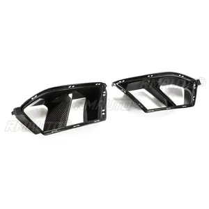 Pour BMW G80 M3 G82 G83 M4 2021-2024, Grille de ventilation du pare-chocs avant, 2 pièces, Garniture de grille, Cache de phare antibrouillard, Aspect fibre de carbone, Noir brillant - Product Image 5