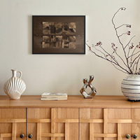 Peinture à l'huile abstraite texturée 3D rectangulaire, Art déco, faite à la main, Wabi-Sabi, art mural rectangulaire unique, cadre en bois, à suspendre