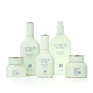 OEM personalizado skincare oval embalagem 50g 40ml 120ml 100ml vazio único luxo fosco cosméticos vidro loção bomba garrafa e jar set