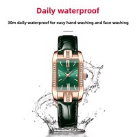 Neue Damenarmbanduhr der Marke Ultra-Dünn Wasserdicht Lederarmband Quarzwerk Legierungsgehäuse 50m Wasserdicht Livestream