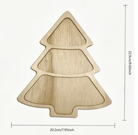 Plateau de service en bois pour desserts, motif sapin de Noël, écologique, pour fêtes