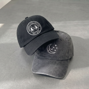 หมวกเบสบอลปักโลโก้ 6 แผง แบบ OEM สั่งทำได้ สีเทา ผ้าฝ้ายฟอกทรงไม่แข็งแบบ Dad Hat - Product Image 1