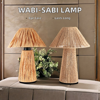 Lampe de table de style Wabi-Sabi moderne avec abat-jour en rotin flexible E27 pour l'éclairage de petites tables à manger dans les restaurants, les cafés