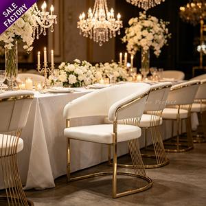 Best Selling Stainless Steel Gold White <b>Stackable</b> Wedding <b>Dining</b> <b>Chair</b> Modern Conference <b>Chair</b> Banquet Events - Product Image 1