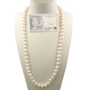 Collana <span class=keywords><strong>di</strong></span> <span class=keywords><strong>Perle</strong></span> Naturali d'Acqua Dolce 100% Naturali, 64 CM, 10-11 mm, Perfettamente Rotonde, Alta Lucentezza, con Nodi tra le <span class=keywords><strong>Perle</strong></span> - Product Image 1