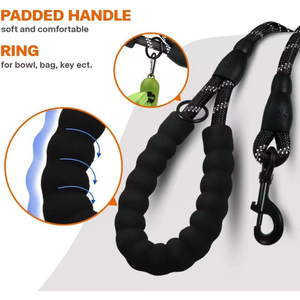Durable Classic Stylish Reflective Braided Nylon Lace Padded <b>Pet</b> <b>Leash</b> Multiple Colors Comfortable Foam Handle Safe Convenient - Product Image 2
