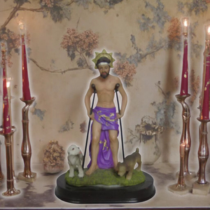 Estatua de San Lázaro en Poliresina Ecológica 3D de 60 cm, Figura del Divino Niño Jesús, Blanco Dorado, Pintada a Mano, Decoración Duradera para el Hogar - Product Image 3