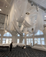 Rideaux extensibles en spandex anti-plis pour toile de fond de mariage OEM, pour décoration d'événements et de fêtes, blanc
