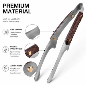 Titanium <b>BBQ</b> <b>Tongs</b> Lightweight Camping Cooking Tool With Wooden Handle Long Reach Heat Resistant Grill <b>Tongs</b> for Outdoor Picnic - Product Image 3