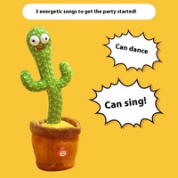 Jouet en peluche cactus dansant répétant des chansons anglaises chantant et parlant cadeau de vacances en peluche rougeoyante