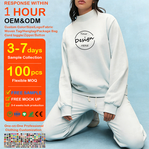 Women's New Stylish Cotton Polyester Blended Gym Fitness Sweatshirt Custom <b>Screen</b> Print Design Loose Mock Neck Sweatshirt - Product Image 1