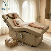 Table et lit de massage électrique de luxe incurvés avec rangement, chauffage et massage, pour salon de beauté et spa, idéal pour les traitements.