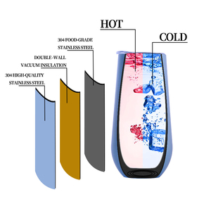 Custom Logo Sublimation <b>Blank</b> Laser <b>Engraved</b> Double Wall Stainless Steel Stemless 6oz Insulated Wine Glass <b>Tumbler</b> Cups with Lid - Product Image 2