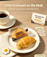 Bloc Squishy en forme de Croissant, malléable, à rebond lent, effet croquant, doux à presser, jouet anti-stress et sensoriel