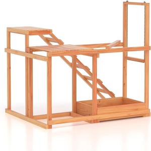 เล้าไก่แบบแกว่งไม้พร้อมกรงไก่และคอนไก่ยืน - Product Image 3