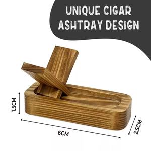 Wooden Cigar Ashtray With Holder <b>Pine</b> Minimalist Design Home Use Personal Gift - Product Image 4