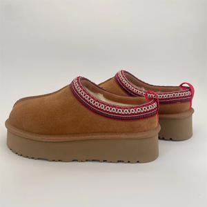 패션 디자이너 여성 퍼 슬라이드 슬리퍼 스노우 부츠 겨울 플러시 따뜻한 클래식 우그스 스웨이드 여성 슬리퍼 (오리지널 로고 포함) - Product Image 2