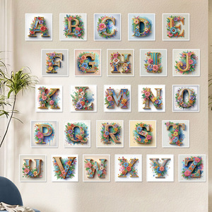 Kit di Pittura Diamante SongwooArt con Lettera <span class=keywords><strong>Floreale</strong></span> 'A' per Bambini, Decorazione Murale Alfabeto 5D, Regalo Fai-da-Te - Product Image 1