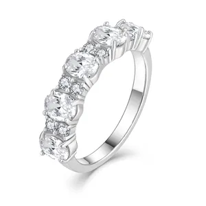 Custom Oem 925 Sterling Zilveren Ring Rond Briljant Gesneden Verlovingsdame Ring Voor Vrouwen Bruiloft Verloving