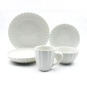 Nordic dinnerware bulk ceramic plates pumpkin embossed porcelain dinner set