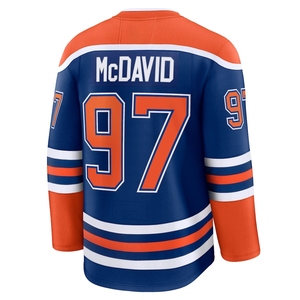 Vente en gros de maillots de hockey sur glace Edmonton Oilers brodés # 97 Connor <span class=keywords><strong>McDavid</strong></span> # 29 Leon Draisaitl # 14 Mattias Ekholm Uniforme de hockey - Product Image 2