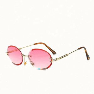 2019 Hot Selling Luxury Diamond Cut Rimless <b>Sunglasses</b> for Women UV400 Gradient Round <b>Sunglasses</b> - Product Image 1
