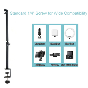 Support <span class=keywords><strong>de</strong></span> bureau premium avec poteau et filetage 1/4 pouce pour fixer des lampes, des caméras et des microphones, idéal pour le streaming et les visioconférences - Product Image 6