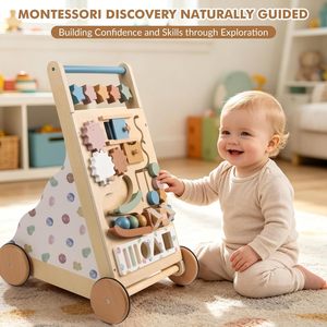 Centre d'activités Montessori en bois pour enfants, trotteur d'équilibre, chariot à pousser, jouets pour bébés de 0 à 3 ans, charge maximale 10 kg - Product Image 4