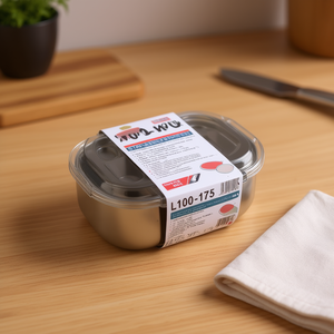 Lonchera de Acero Inoxidable L100-175 con Tapa de Plástico, Un Solo Nivel, Rectangular, Libre de BPA, Capacidad 1-3L, Estilo Simple - Product Image 2