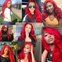 Celebrity Fire Red Colorful Natural Look Wave Futura Haute Température Fibre Synthétique Lace Front Perruques