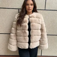 Manteau en fausse fourrure moelleuse pour femme, collection hiver, best-seller, manteau de luxe en fausse fourrure de renard, vêtement d'hiver à manches longues pour femme