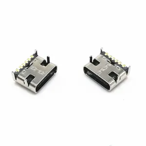 Conector de enchufe SMT de 6 pines Micro USB tipo C 3,1 colocación hembra SMD DIP para diseño de PCB DIY carga de alta corriente