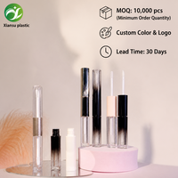 Usine Nouveau Personnalisé 10g Vide Gradient Rond Brillant À Lèvres Tubes Double Extrémité En Gros Bouteilles D'huile À Lèvres Emballage Conteneur