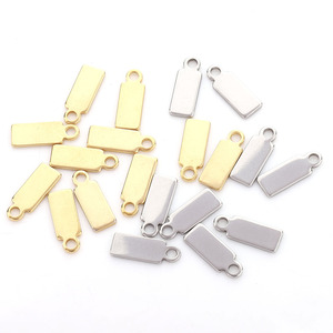 Colgante rectangular de acero inoxidable, color oro y plata, accesorio de joyería DIY para collar o pulsera, 18x6mm H1479 - Product Image 5