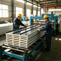 Panneaux sandwich en mousse de polyuréthane PU/PIR ignifuges et imperméables de 30 mm/40 mm/50 mm/75 mm/100 mm/150 mm pour murs extérieurs d'hôtels et de maisons préfabriquées