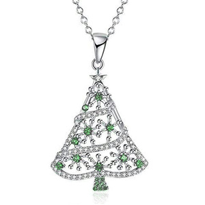 Ciondolo per albero di Natale in lega placcata argento con strass in cristallo, ideale come regalo, gioiello unisex - Product Image 1