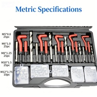 Kit de réparation de filetages en acier inoxydable VETOOL de 261 pièces avec étui rigide pour usage automobile, tailles 1/4" 5/16" 3/8" 7/16" 1/2" M5-M12