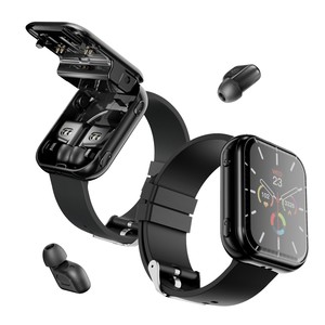 Écouteurs TWS T1 et montre connectée 2 en 1, écran TFT carré de 1,8 pouces, appels Bluetooth, fréquence cardiaque, étanche IP67, montre connectée de fitness, noir - Product Image 4