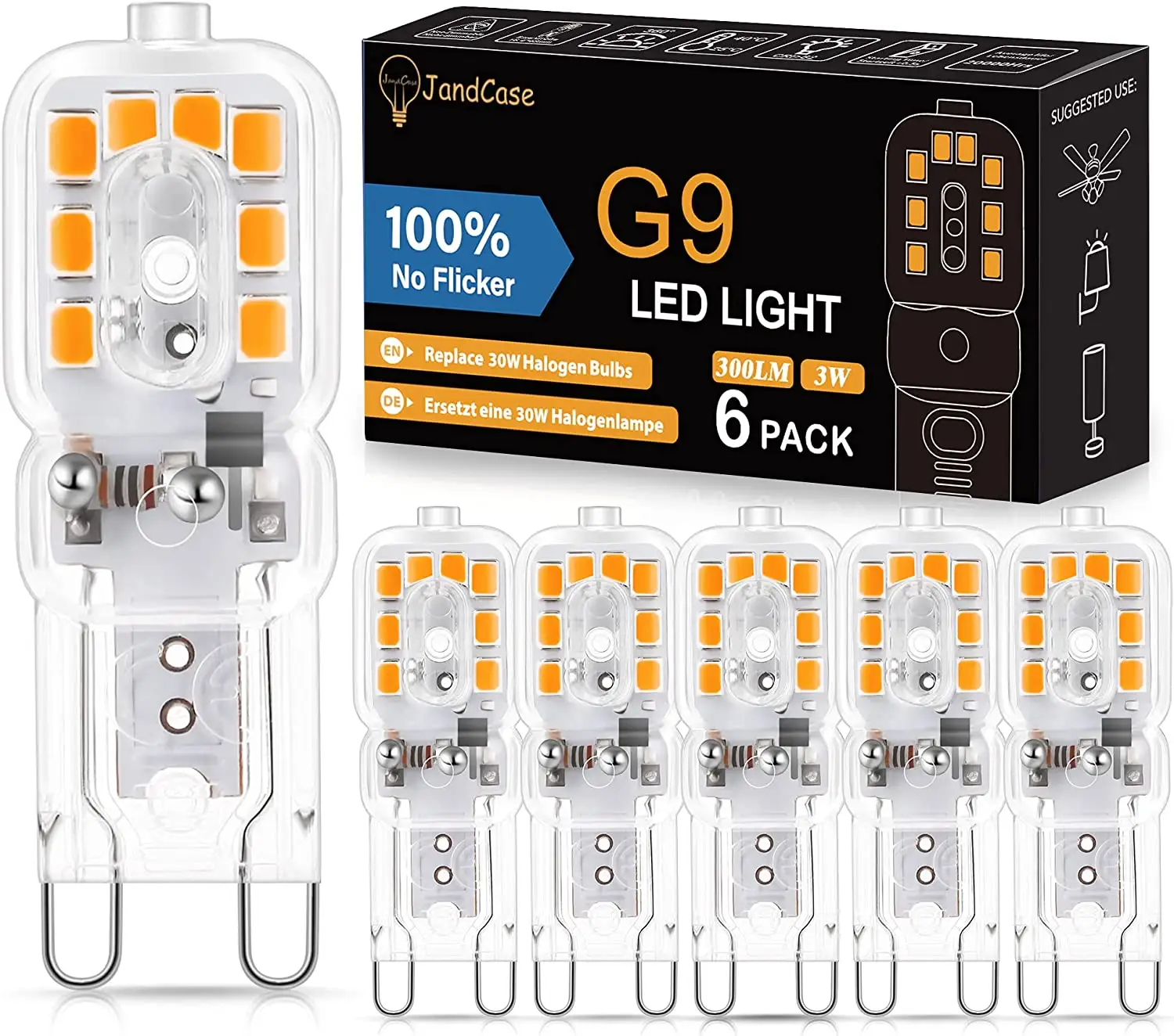 LOHAS G9 led mini ampoules lumières 3w équivalent 30W ampoule halogène non dimmable 3000k éclairage maïs COB G9 ampoule pour résidentiel