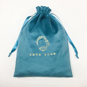 大型カスタムロゴプリントブルーベルベットドローストリングバッグジュエリーシューズドレス帽子ハンドバッグ包装再利用可能 - Product Image 2