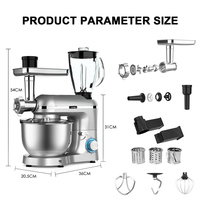 Mélangeur à pâte à vitesse variable 5 en 1, mélangeur à pâte en spirale de 5,5 L, mélangeur sur socle de table pour la cuisine