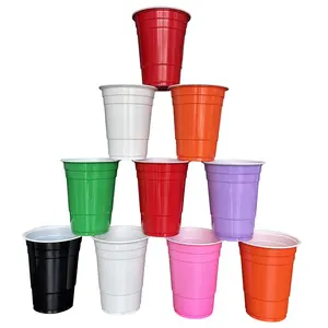 Promozionale personalizzato 12oz 16 oz 18oz tazze da stadio personalizzate in plastica birra personalizzata rossa colorata tazza per eventi per feste di matrimonio